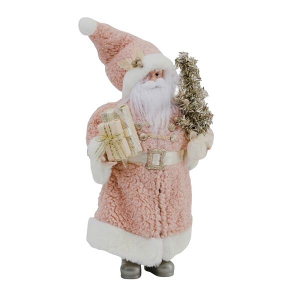 Christmas Santa Figurine 18in Pink Gold and Silver 34th & Pine Holiday Decor New - Picture 1 of 15